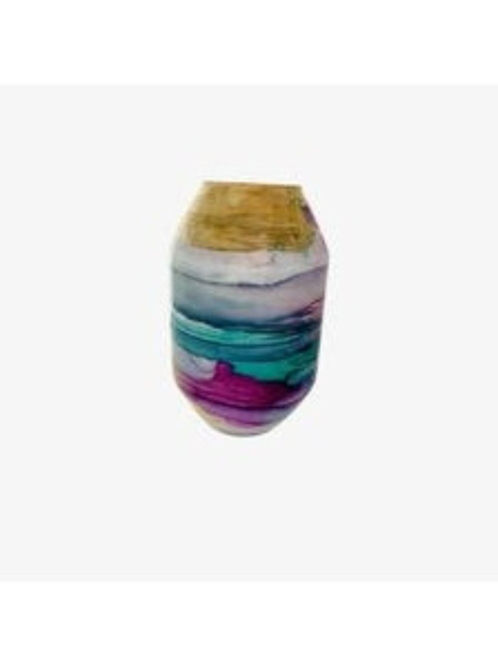 Vase Hand Painted Art Glass Jewel Tones Teal Magenta Gold